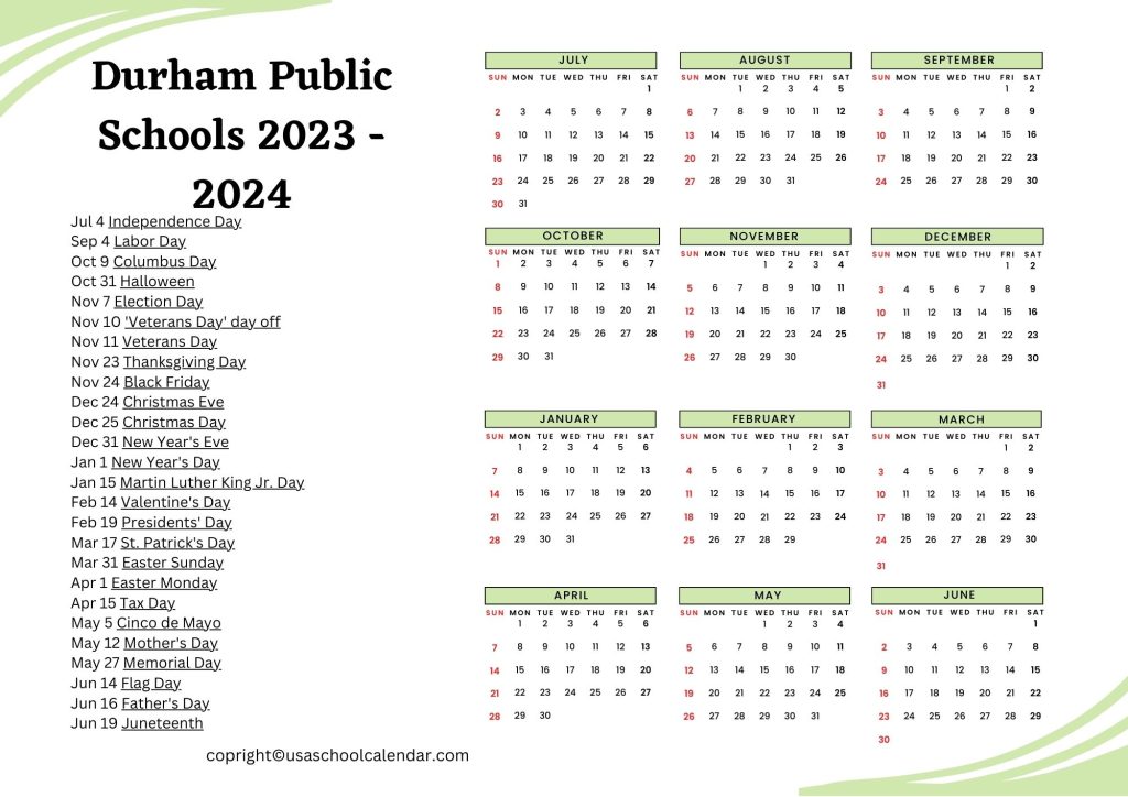 durham county public schools calendar