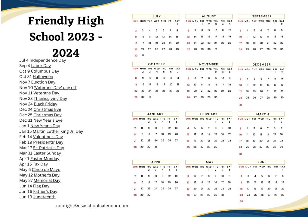friendly high school schedule