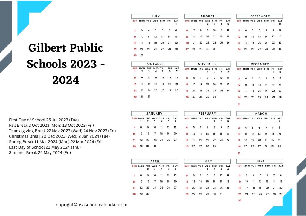 gilbert public schools calendar