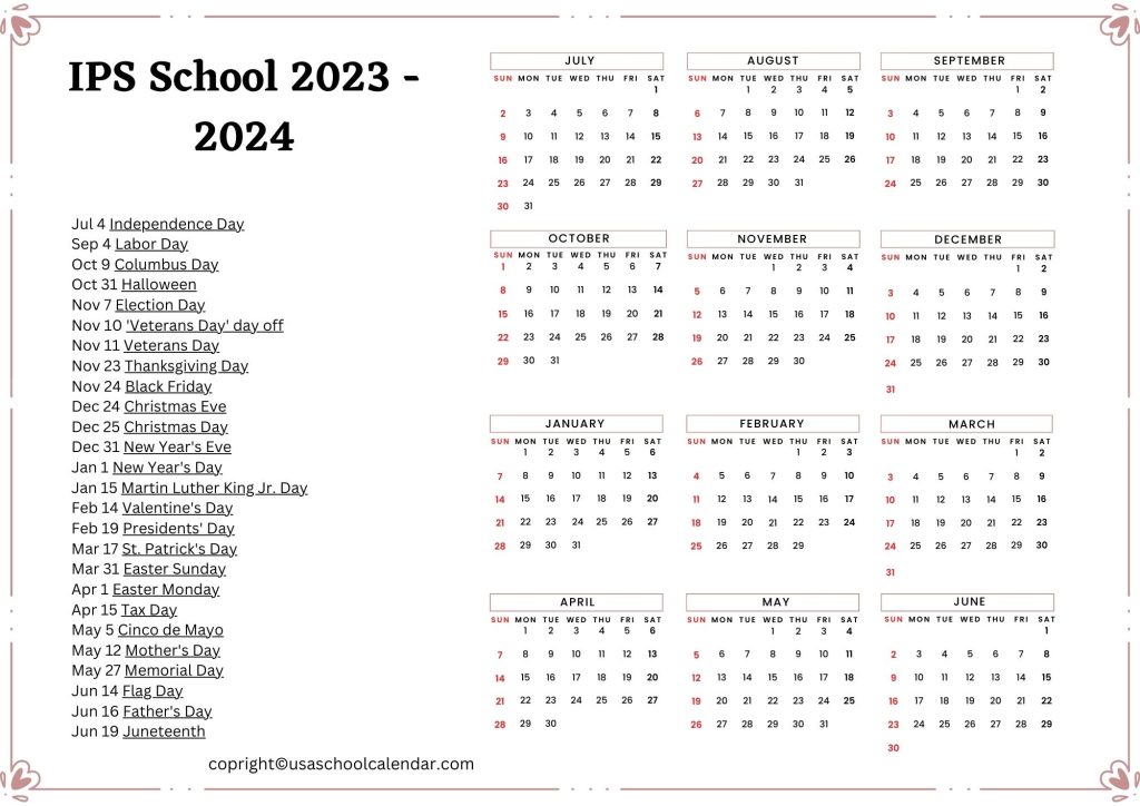 ips school calendar