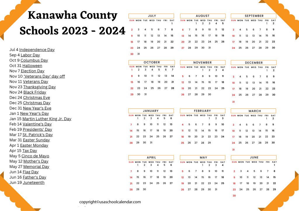 kanawha county school district calendar