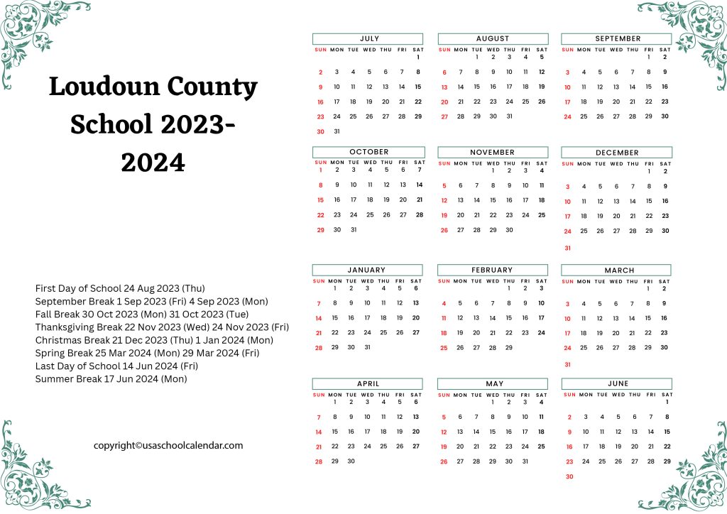 loudoun county school calendar