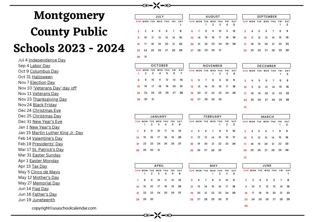montgomery county public schools calendar