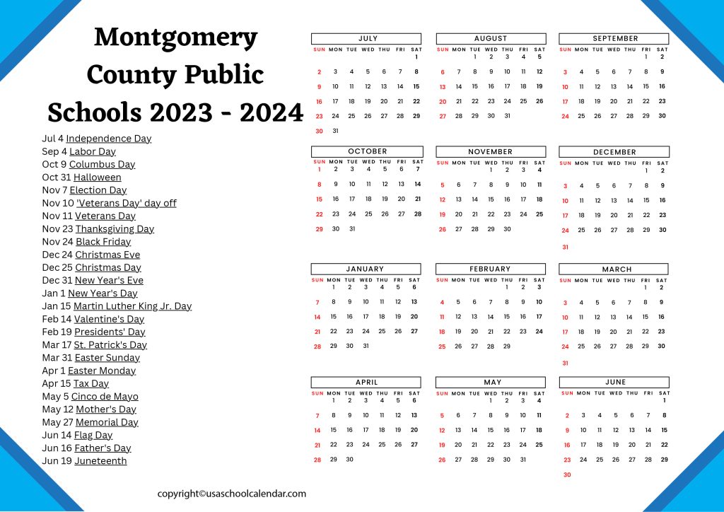 montgomery county public schools calendar 2