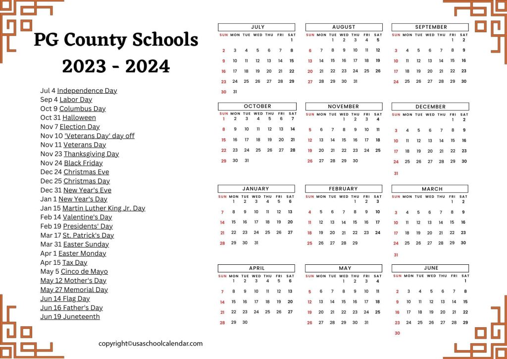 pg county schools calendar
