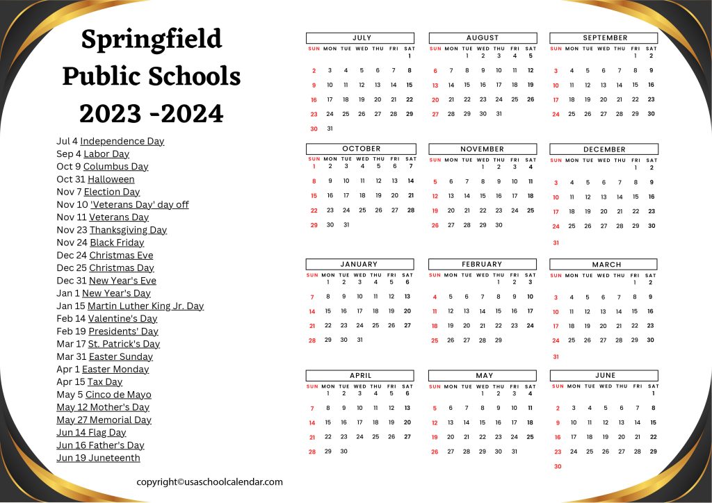 springfield city schools district calendar