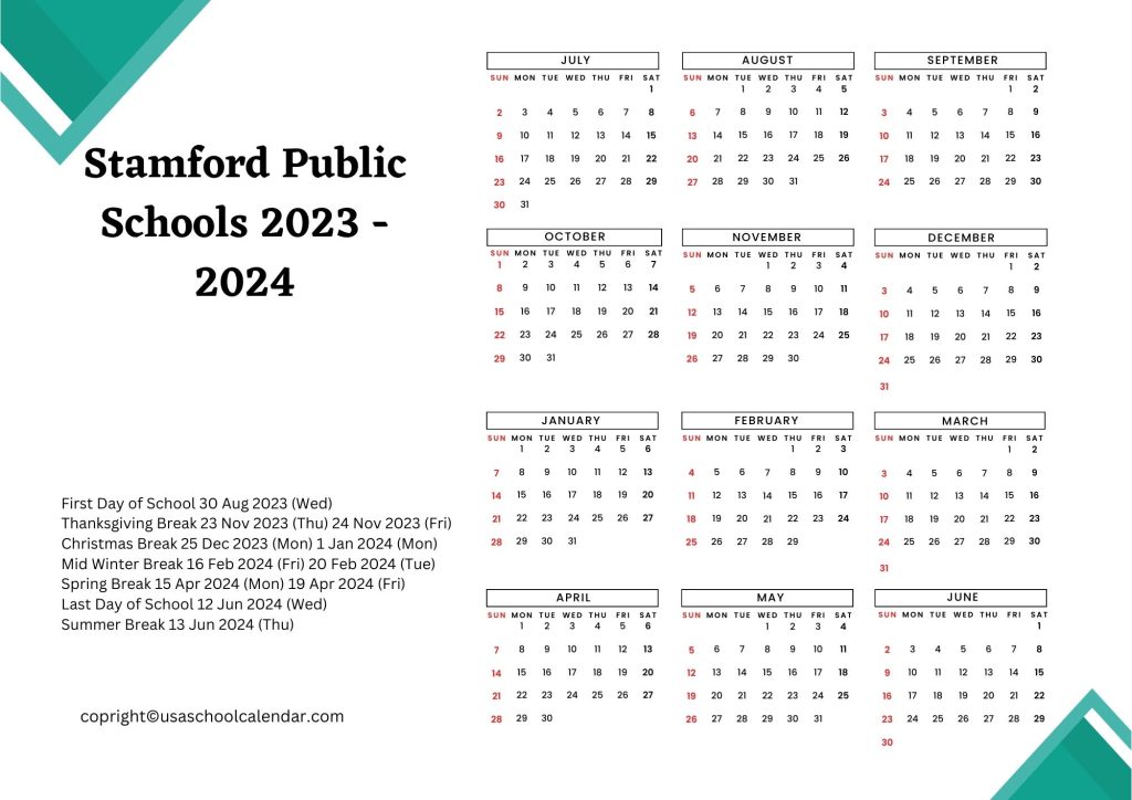 stamford public schools calendar