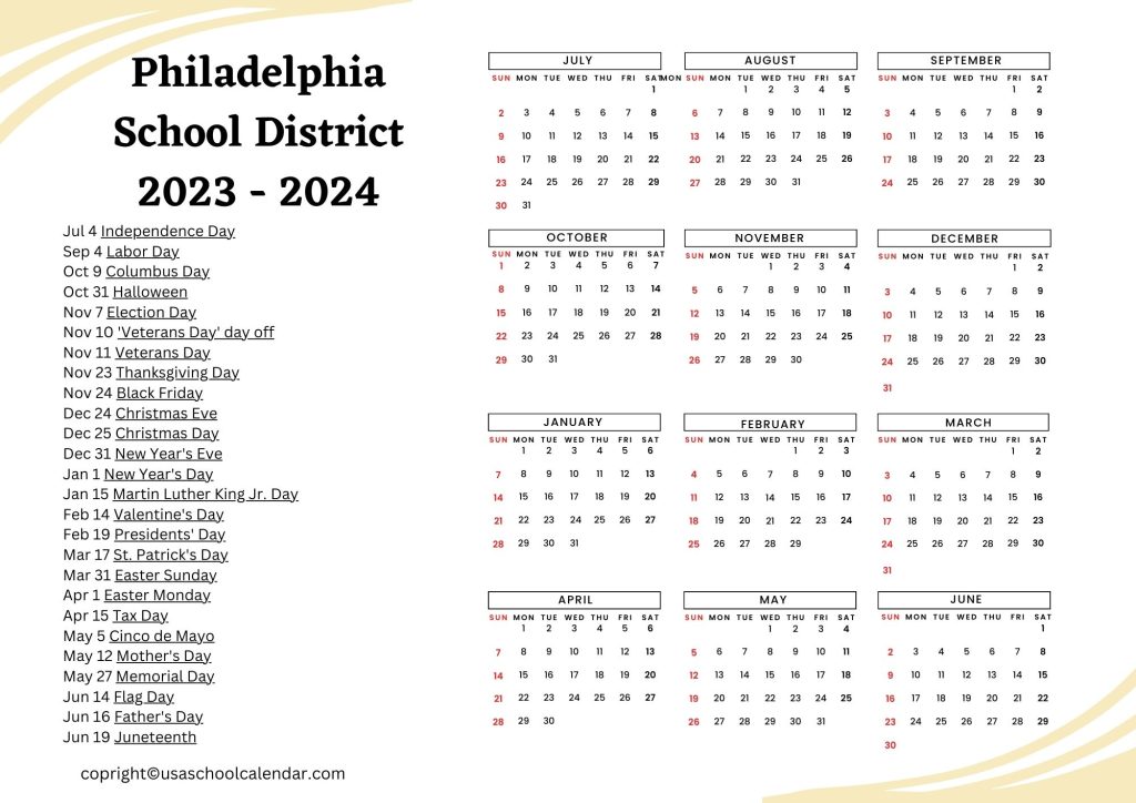 Philadelphia Public Schools Calendar