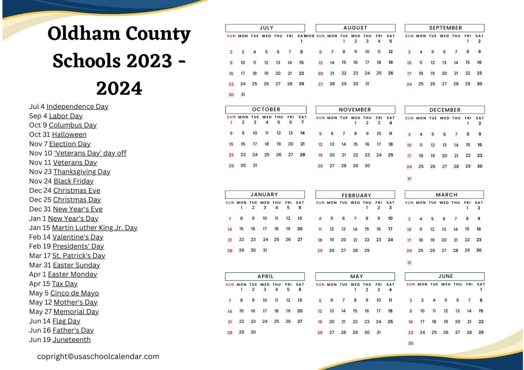 oldham county schools calendar
